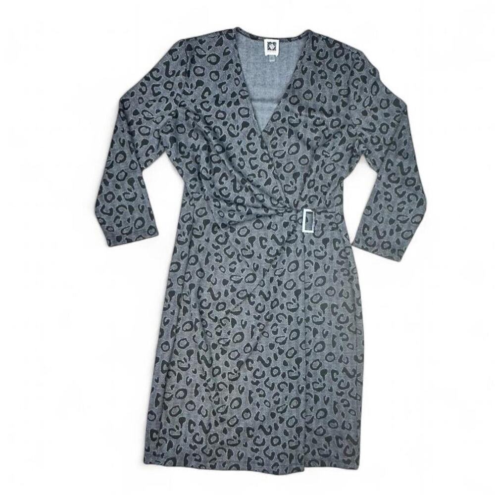 Anne Klein Women's black/gray Leopard Print Dress size 6 sku 374-V05